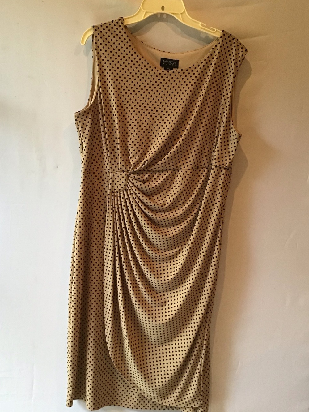 476 Enfocus Studio Beige Dress with Black Polka Dots
